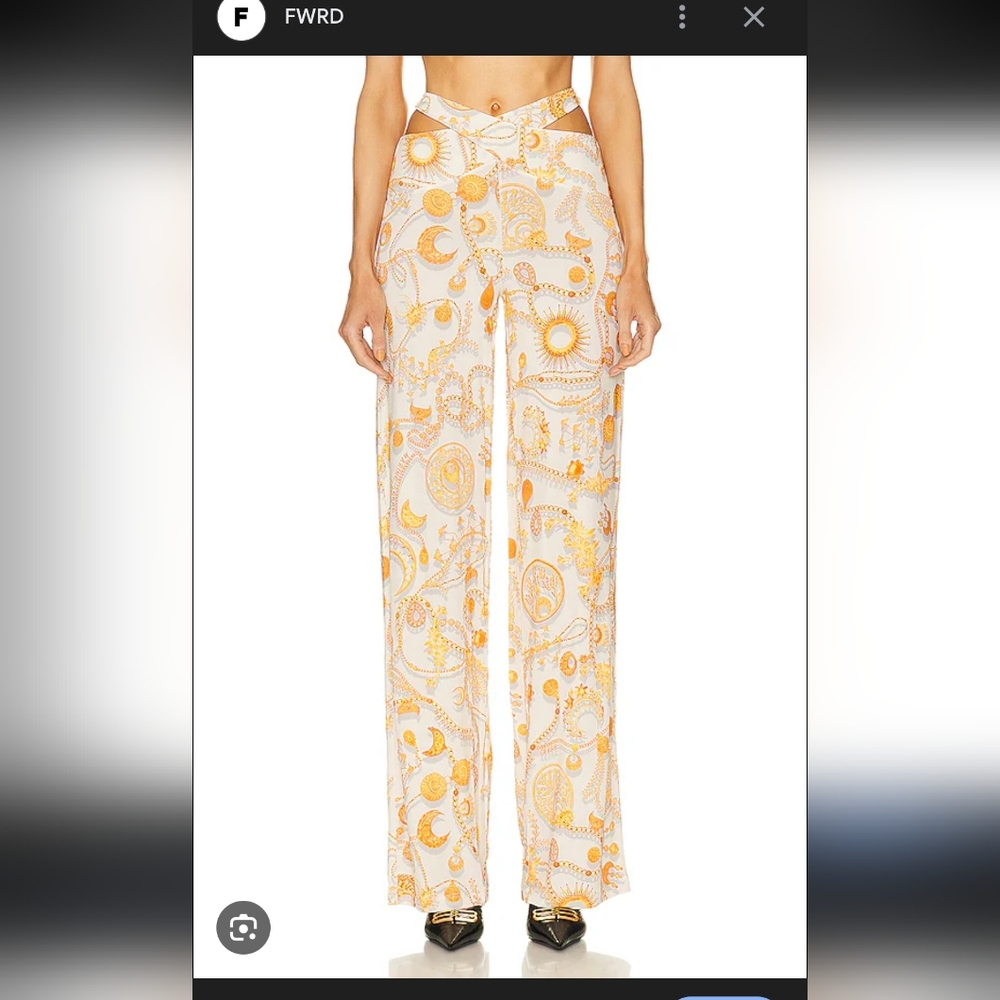 Marine Serre Cream and Gold Printed Cross Waist Pants
